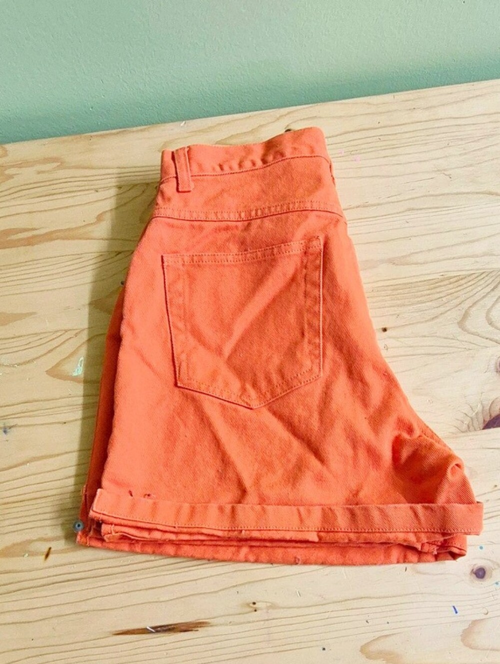 bebe Bright Orange Denim Shorts - Picture 5 of 7